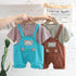 Striped short sleeve suit baby summer casual suspender pants